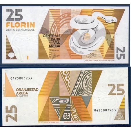 Aruba Pick N°12, Billet de banque de 25 Florin 1993