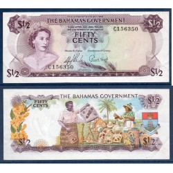 Bahamas Pick N°17a, Billet de banque de 1/2 dollars 1965