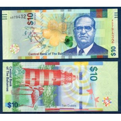 Bahamas Pick N°79, Billet de banque de 10 dollars 2016