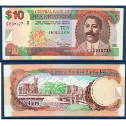 Barbade Pick N°62, Neuf Billet de banque de 10 dollars 2000