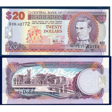 Barbade P.57, Neuf Billet de 20 dollars 1999 Samuel Jackman Prescod