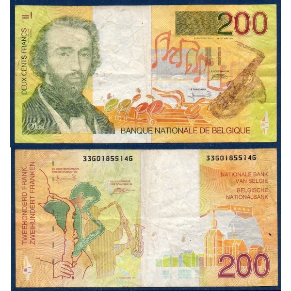 Belgique P.148, TB Billet de banque de 200 Franc Belge 1995-2001