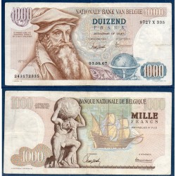 Belgique Pick N°136a, TTB Billet de banque de 1000 Francs Belge 3.8.1967