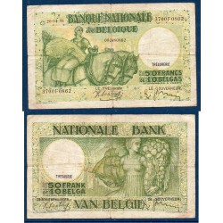 Belgique Pick N°106, TB- Billet de banque de 50 Francs 10 Belgas 1935-1945