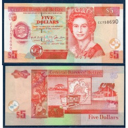 Belize Pick N°61b, Neuf Billet de banque de 5 dollars 2002