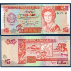 Belize Pick N°53a, Neuf Billet de banque de 5 dollars 1990