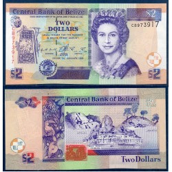 Belize Pick N°60a, Neuf Billet de banque de 2 dollars 1999