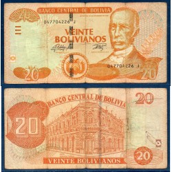 Bolivie Pick N°244, TB Billet de banque de 20 bolivianos 2015 série J