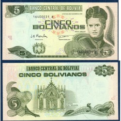 Bolivie Pick N°203c, Billet de banque de 5 bolivianos 1986 série B