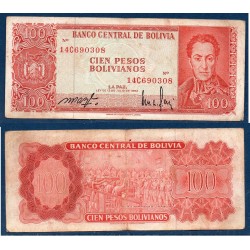 Bolivie Pick N°164A, TB Billet de banque de 100 Pesos 1962