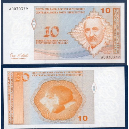Bosnie Pick N°64a, Neuf Billet de banque de 10 Mark Convertible 1998