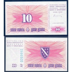 Bosnie Pick N°41a, Billet de banque de 10 Dinara 1994