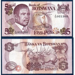 Botswana Pick N°8c, Billet de banque de 5 Pula 1982