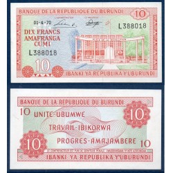 Burundi Pick N°20b, Billet de banque de 10 Francs 1970