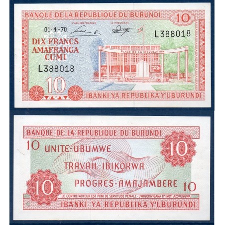 Burundi Pick N°20b, Billet de banque de 10 Francs 1970
