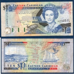 Caraïbes de l'est Pick N°27l TTB Sainte Lucie Billet de banque de 10 dollars 1993