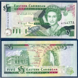 Caraïbes de l'est Pick N°26a Neuf pour Antigua Billet de banque de 5 dollars 1993