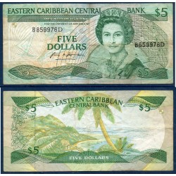 Caraïbes de l'est Pick N°22d TB pour la Dominique Billet de banque de 5 dollars 1988-1993