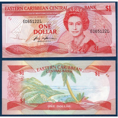 Caraïbes de l'est Pick N°21l, Neuf pour Sainte Lucie Billet de banque de 1 dollars 1988-1989