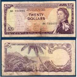 Caraïbes de l'est Pick N°15e, B Billet de banque de 20 dollars 1965