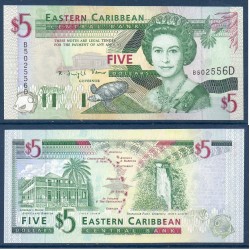 Caraïbes de l'est Pick N°31d, Neuf pour la Dominique Billet de banque de 5 dollars 1994