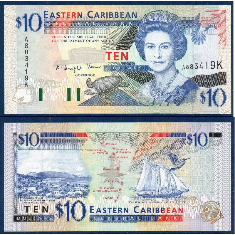 Caraïbes de l'est Pick N°32k, Neuf St Kitts Billet de banque de 10 dollars 1994