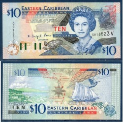 Caraïbes de l'est Pick N°43v, pour Saint Vincent Billet de banque de 10 dollars 2003