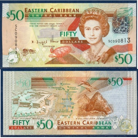 Caraïbes de l'est Pick N°50 Billet de banque de 50 dollars 2008