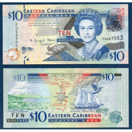 Caraïbes de l'est Pick N°52a Billet de banque de 10 dollars 2012