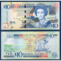 Caraïbes de l'est Pick N°52b Billet de banque de 10 dollars 2012