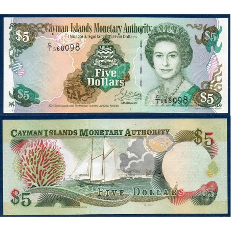 Cayman  Pick N°27a neuf Billet de banque de 5 dollars 2001