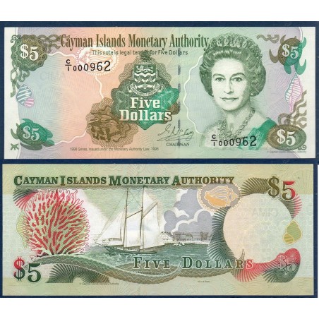 Cayman  Pick N°22a Billet de banque de 5 dollars 1998