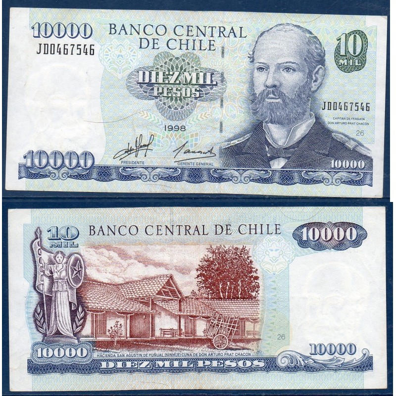 Chili Pick N°157b, Billet de banque de 10000 Pesos 1994-2001