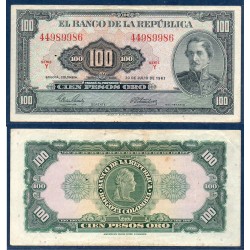 Colombie Pick N°403c, Billet de banque de 100 Pesos oro 1967