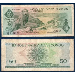 Congo P.5a, TB Billet de 50 francs 1.4.1962 Lion