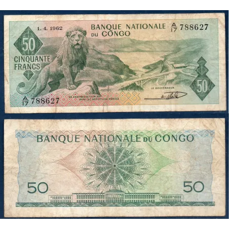 Congo P.5a, TB Billet de 50 francs 1.4.1962 Lion
