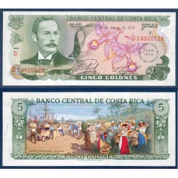Costa Rica Pick N°247, Billet de banque de 5 colones 1975
