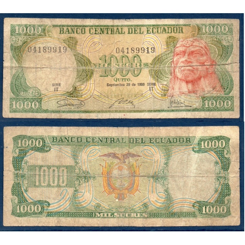 Equateur Pick N°125a, B Billet de banque de 1000 Sucres 1984-1986