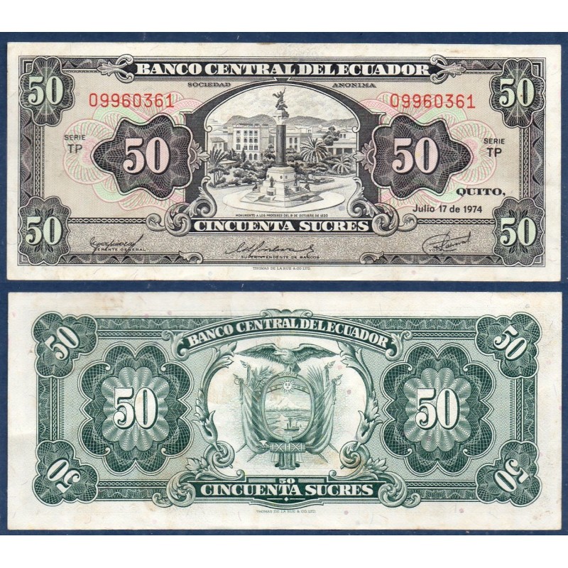 Equateur Pick N°116, Sup Billet de banque de 50 Sucres 1957-1983