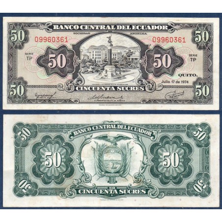 Equateur Pick N°116, Sup Billet de banque de 50 Sucres 1957-1983