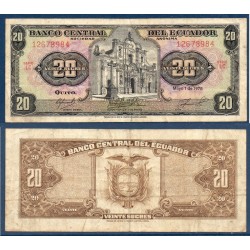 Equateur Pick N°115b, TB Billet de banque de 20 Sucres 1978-1983