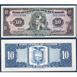 Equateur Pick N°109, Spl Billet de banque de 10 Sucres 1975-1978