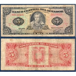 Equateur Pick N°100d, B Billet de banque de 5 Sucres 1970-1973