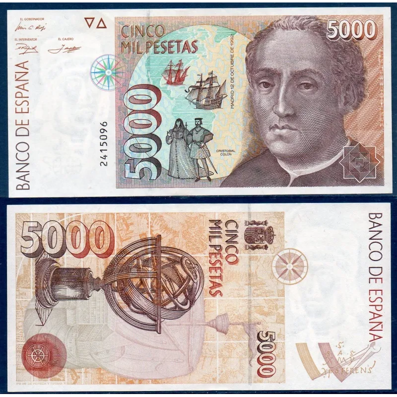 Espagne Pick N°165, Billet de banque de 5000 pesetas 1992 Espagne Pick N°165, Billet de banque de 5000 pesetas 1992