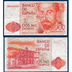 Espagne Pick N°159, Billet de banque de 2000 pesetas 1980