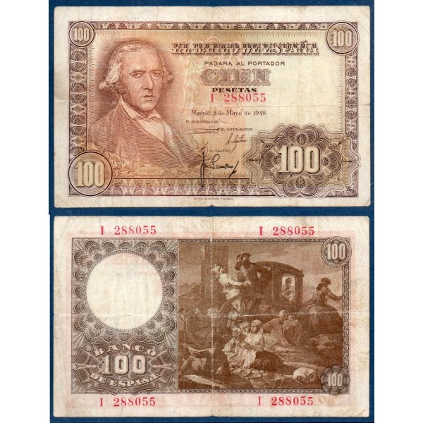 Espagne Pick N°137a, Billet de banque de 100 pesetas 1948