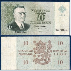 Finlande Pick N°104a, TB Billet de banque de 10 markka 1963