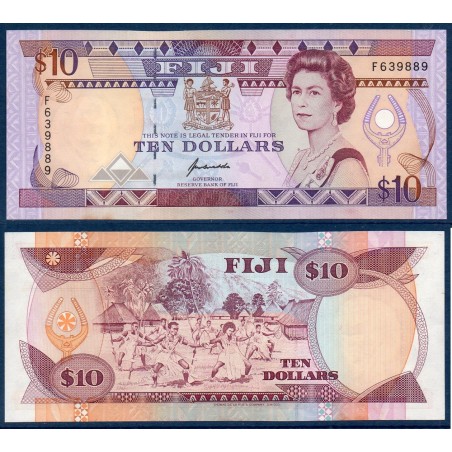 Fidji Pick N°94a, Neuf Billet de banque de 10 Dollars 1992