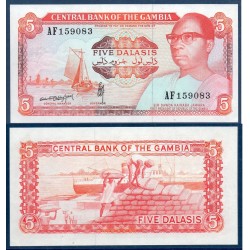 Gambie Pick N°9b, Billet de banque de 5 Dalasis 1987-1990