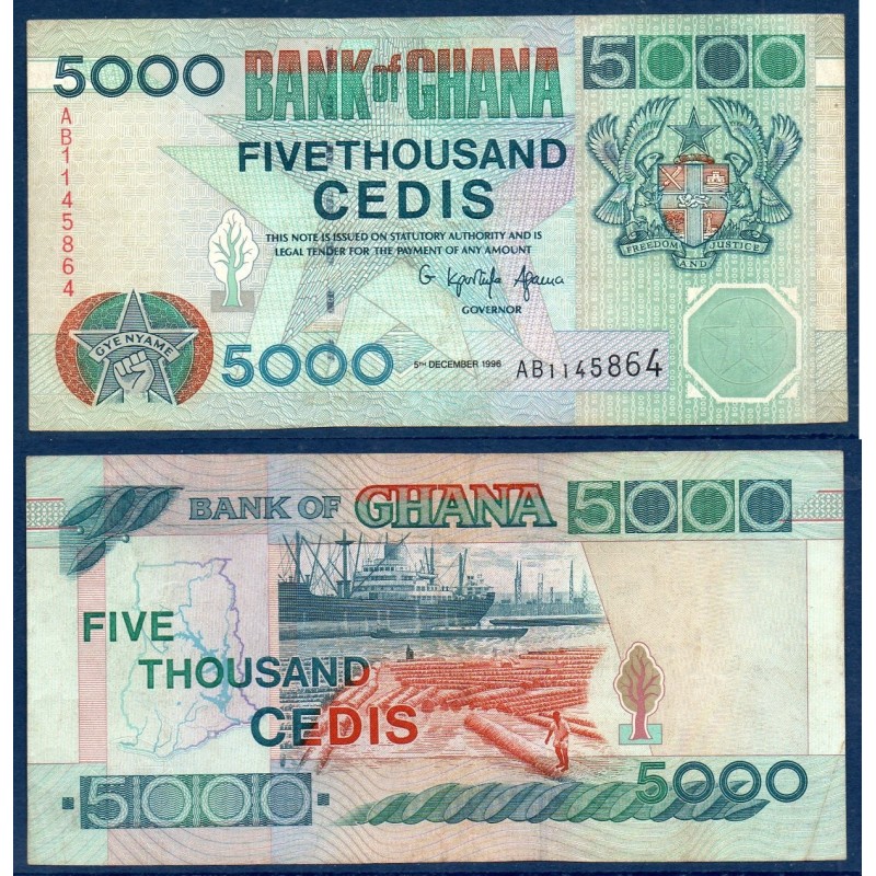Ghana Pick N°34a, TTB Billet de banque de 5000 Cedis 1996